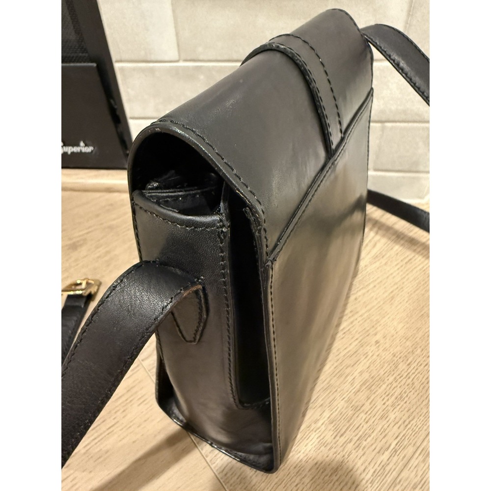 Ceancarel bag black vintage messenger bag shoulder Leather Buckle Square 80’s 70 - Picture 11 of 12
